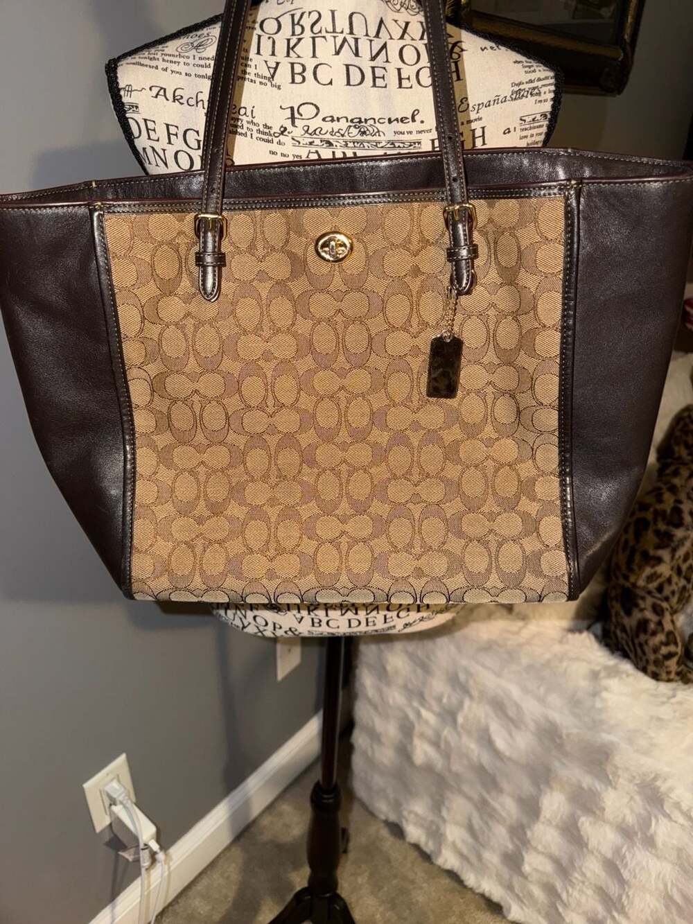 Coach Signature Canvas and Leather Tote Bag